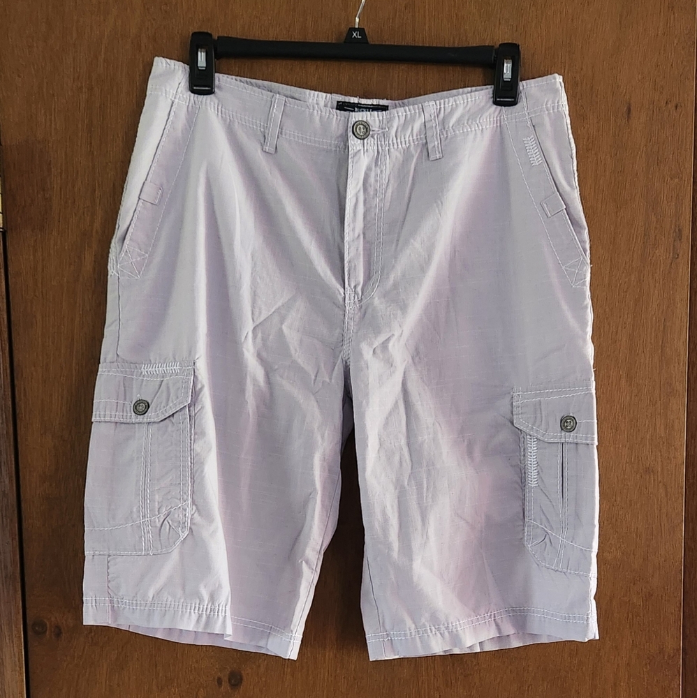 Buckle Men's Light Gray Cargo Shorts Lightweight Cotton Blend